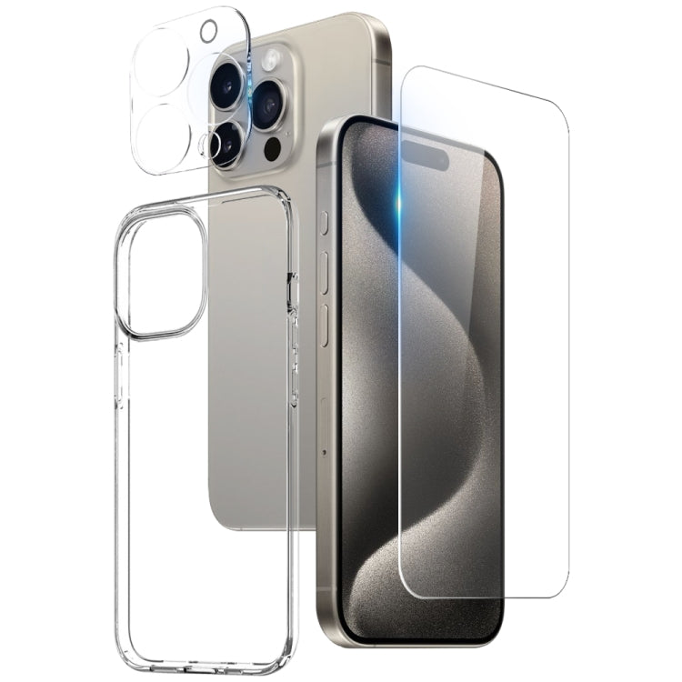 For iPhone 15 Pro NORTHJO 3 in 1 TPU Phone Case with Screen Film and Lens Film(Clear) - HoMEdemic™ 