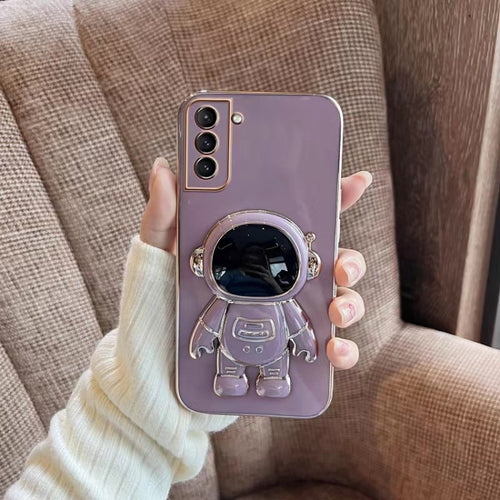 For Samsung Galaxy S24 Ultra 5G Electroplating Astronaut Holder Phone Case(Purple) - HoMEdemic™ 