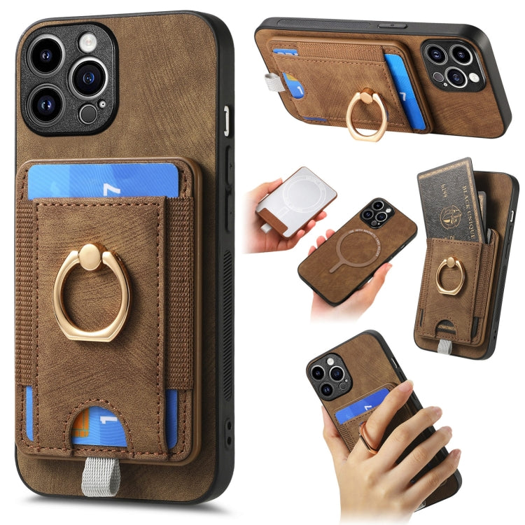 For iPhone 15 Pro Retro Splitable Magnetic Card Bag Leather Phone Case(Brown) - HoMEdemic™ 