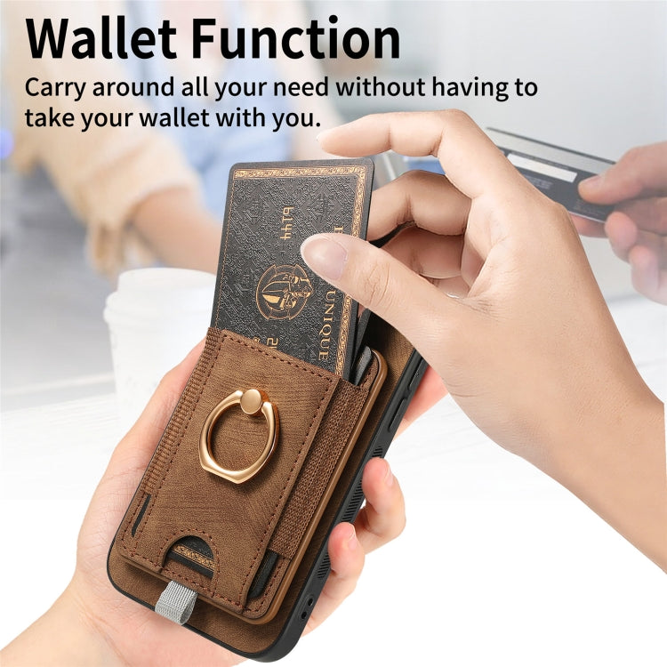 For iPhone 15 Pro Retro Splitable Magnetic Card Bag Leather Phone Case(Brown) - HoMEdemic™ 