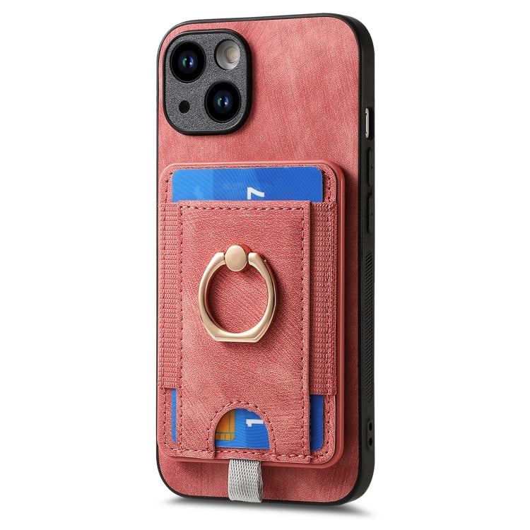 For iPhone 15 Pro Retro Splitable Magnetic Card Bag Leather Phone Case(Pink) - HoMEdemic™ 