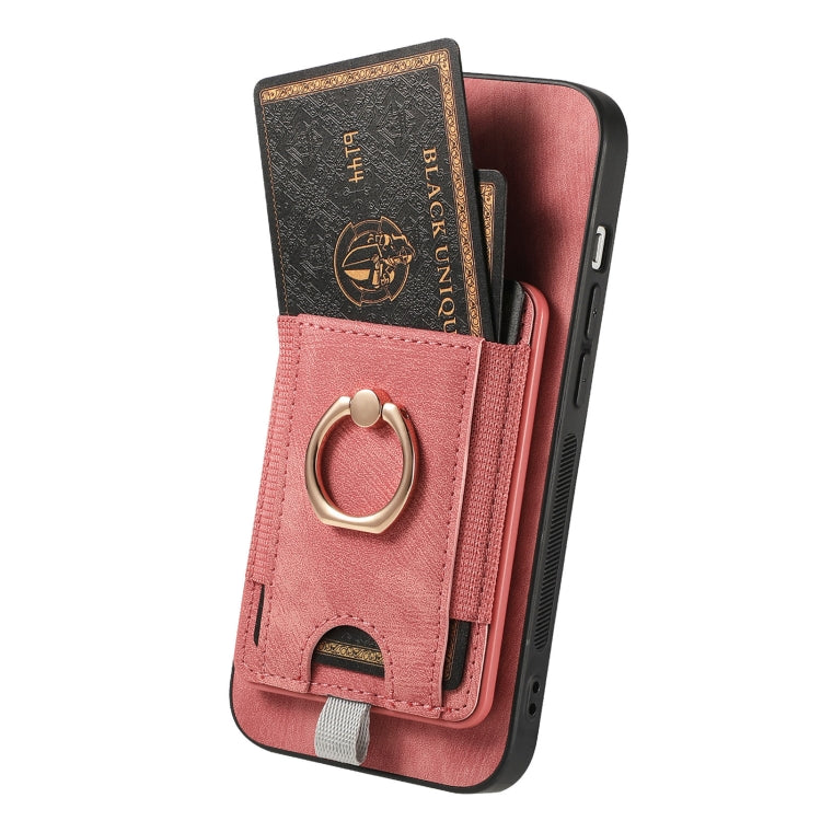 For iPhone 15 Pro Retro Splitable Magnetic Card Bag Leather Phone Case(Pink) - HoMEdemic™ 