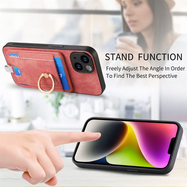 For iPhone 15 Pro Retro Splitable Magnetic Card Bag Leather Phone Case(Pink) - HoMEdemic™ 