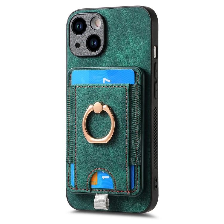 For iPhone 15 Pro Max Retro Splitable Magnetic Card Bag Leather Phone Case(Green) - HoMEdemic™ 