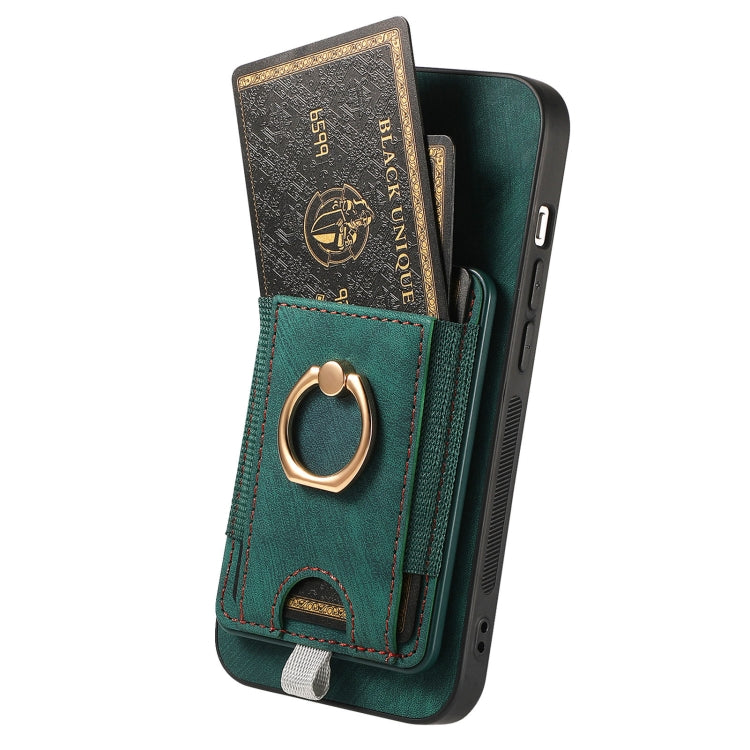 For iPhone 15 Pro Max Retro Splitable Magnetic Card Bag Leather Phone Case(Green) - HoMEdemic™ 