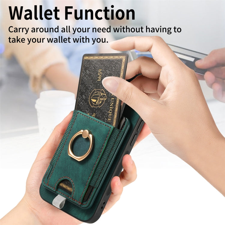 For iPhone 15 Pro Max Retro Splitable Magnetic Card Bag Leather Phone Case(Green) - HoMEdemic™ 