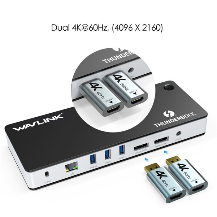 WAVLINK UTD21H 11 in 1 4K Dual DisplayPort Hub Converter Thunderbolt 3 Docking Station, Plug:UK Plug - HoMEdemic™ 