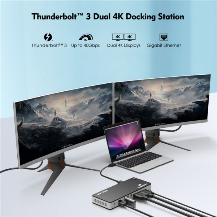 WAVLINK UTD21H 11 in 1 4K Dual DisplayPort Hub Converter Thunderbolt 3 Docking Station, Plug:UK Plug - HoMEdemic™ 