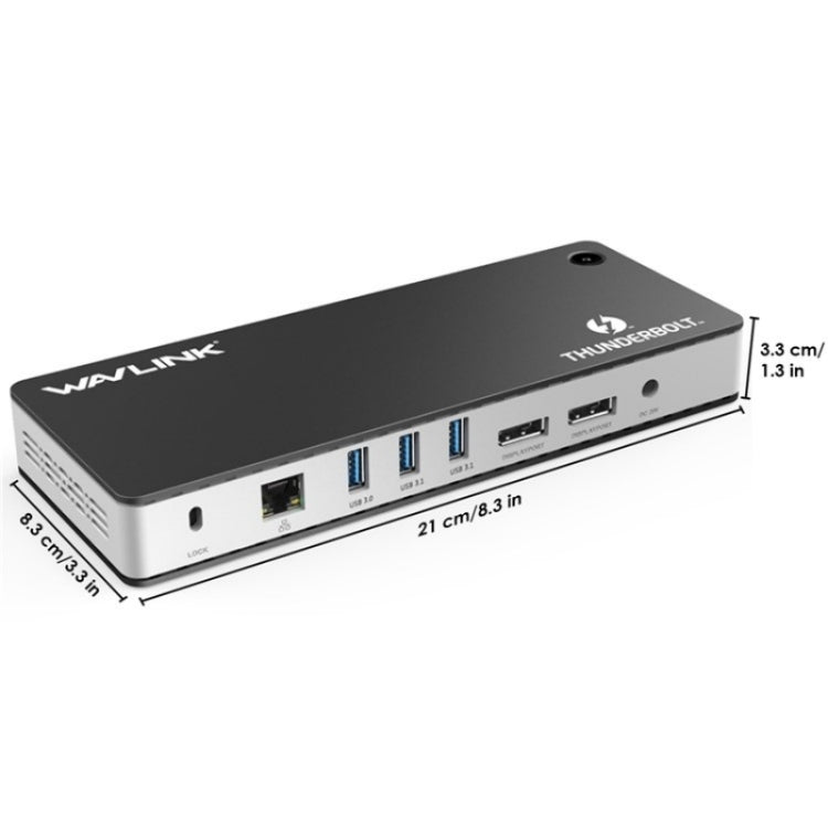 WAVLINK UTD21H 11 in 1 4K Dual DisplayPort Hub Converter Thunderbolt 3 Docking Station, Plug:AU Plug - HoMEdemic™ 