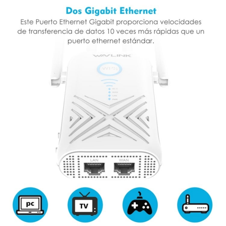 WAVLINK WN579X3 With 5dBi Antennas AC1200 Wireless Router 2.4G / 5G Dual Band WiFi Repeater, Plug:US Plug - HoMEdemic™ 
