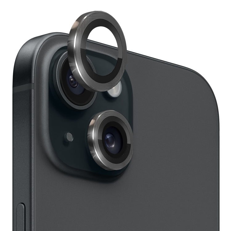 For iPhone 15 / 15 Plus NORTHJO Camera Lens Protector Tempered Glass CD Vein Metal Ring Film(Black) - HoMEdemic™ 