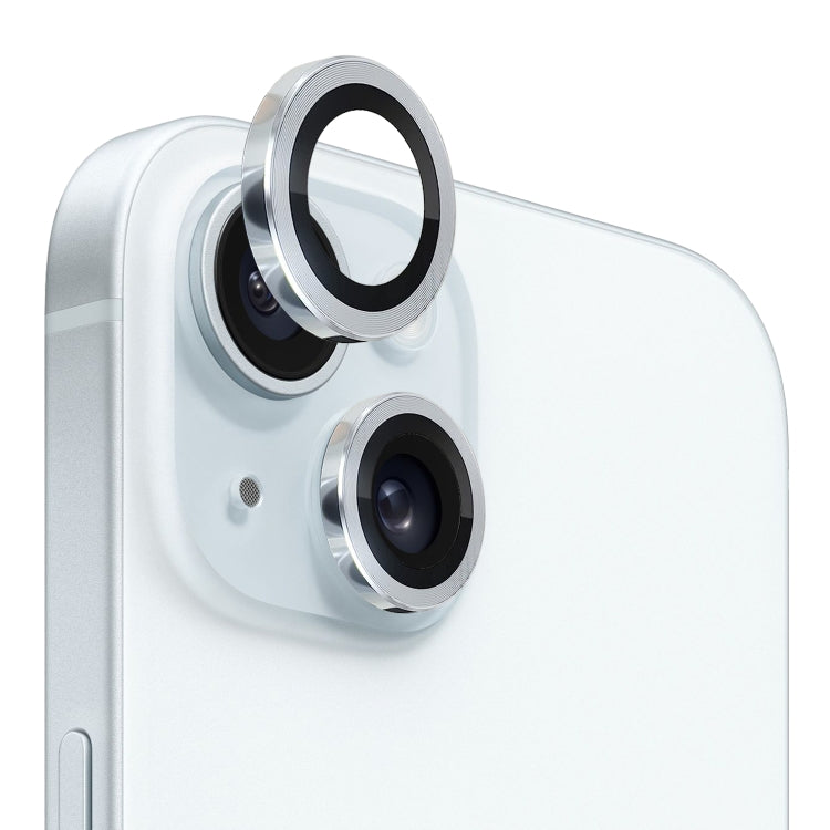 For iPhone 15 / 15 Plus NORTHJO Camera Lens Protector Tempered Glass CD Vein Metal Ring Film(Silver) - HoMEdemic™ 
