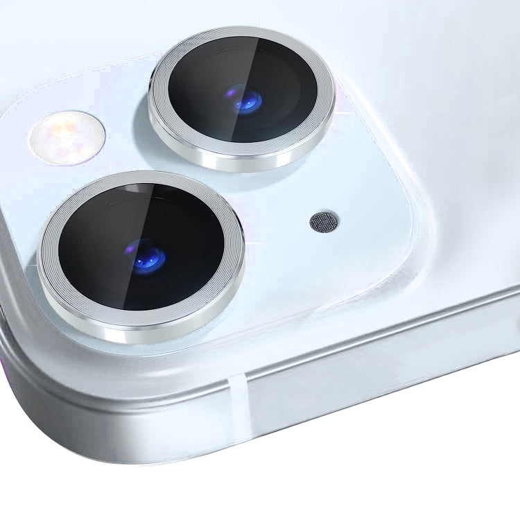 For iPhone 15 / 15 Plus NORTHJO Camera Lens Protector Tempered Glass CD Vein Metal Ring Film(Silver) - HoMEdemic™ 