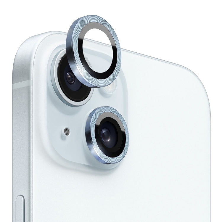 For iPhone 15 / 15 Plus NORTHJO Camera Lens Protector Tempered Glass CD Vein Metal Ring Film(Blue) - HoMEdemic™ 