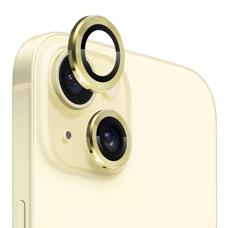 For iPhone 15 / 15 Plus NORTHJO Camera Lens Protector Tempered Glass CD Vein Metal Ring Film(Yellow) - HoMEdemic™ 