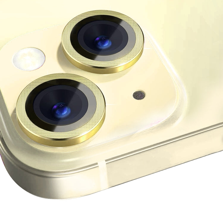 For iPhone 15 / 15 Plus NORTHJO Camera Lens Protector Tempered Glass CD Vein Metal Ring Film(Yellow) - HoMEdemic™ 