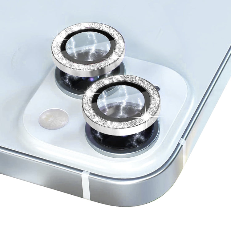 For iPhone 15 / 15 Plus NORTHJO Camera Lens Protector Tempered Glass Bling Glitter Metal Ring Film(Silver) - HoMEdemic™ 