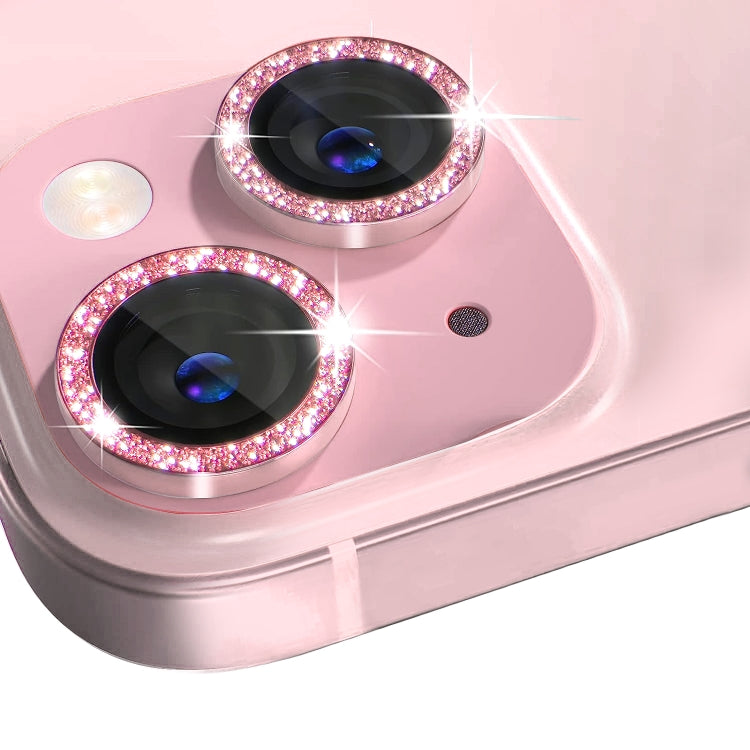 For iPhone 15 / 15 Plus NORTHJO Camera Lens Protector Tempered Glass Bling Glitter Metal Ring Film(Pink) - HoMEdemic™ 