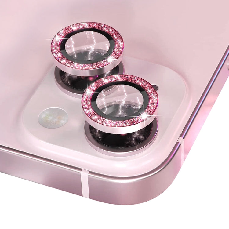 For iPhone 15 / 15 Plus NORTHJO Camera Lens Protector Tempered Glass Bling Glitter Metal Ring Film(Pink) - HoMEdemic™ 