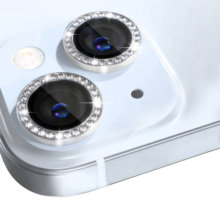 For iPhone 15 / 15 Plus NORTHJO Camera Lens Protector Tempered Glass Metal Rhinestone Ring Film(Silver) - HoMEdemic™ 