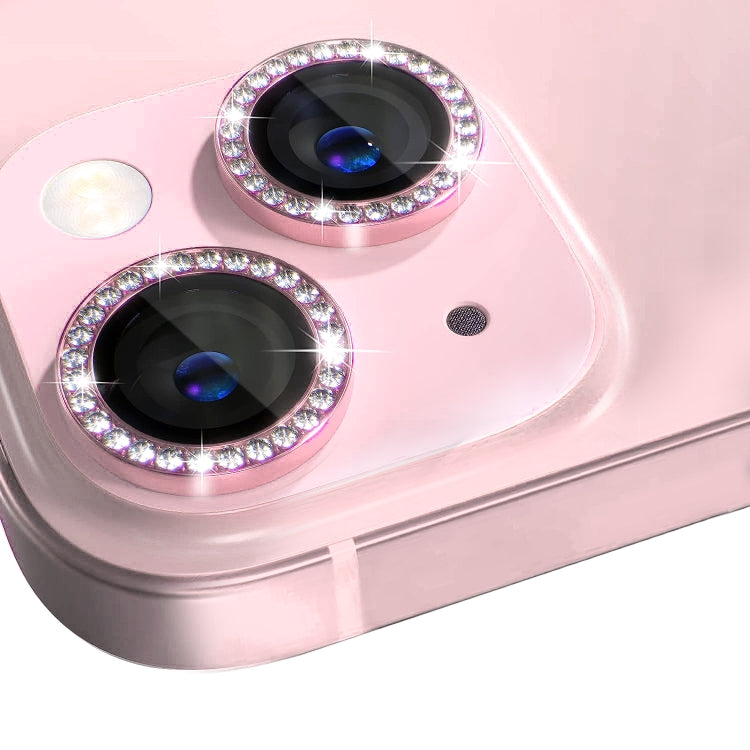 For iPhone 15 / 15 Plus NORTHJO Camera Lens Protector Tempered Glass Metal Rhinestone Ring Film(Pink) - HoMEdemic™ 