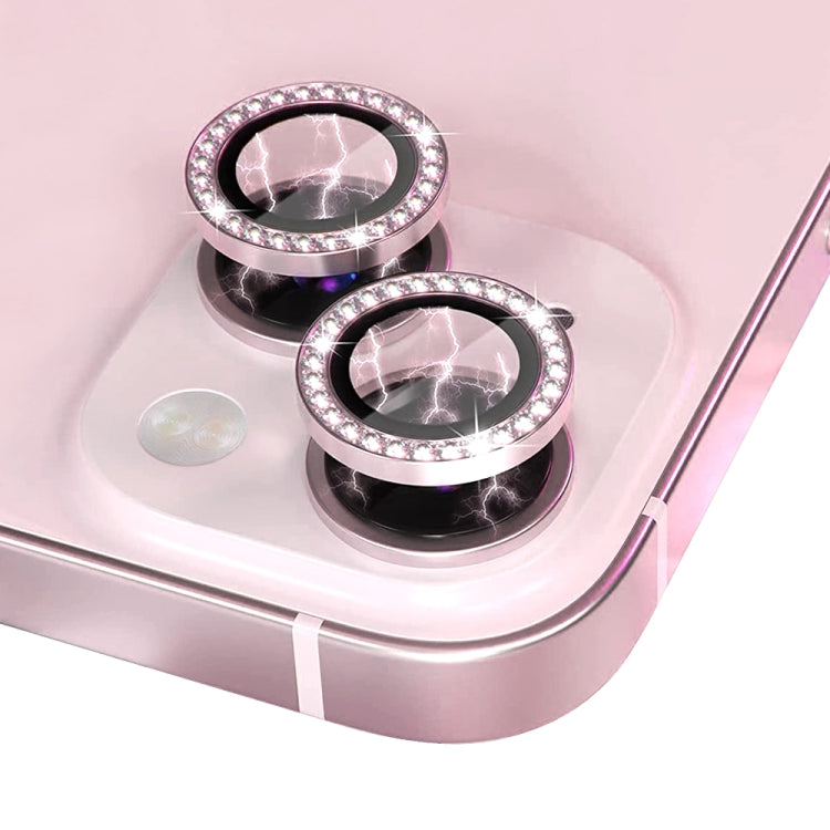 For iPhone 15 / 15 Plus NORTHJO Camera Lens Protector Tempered Glass Metal Rhinestone Ring Film(Pink) - HoMEdemic™ 