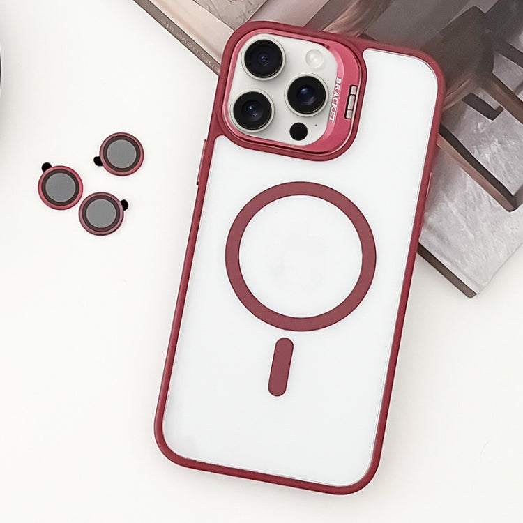For iPhone 15 Pro MagSafe Acrylic Hybrid TPU Holder Phone Case with Lens film(Red) - HoMEdemic™ 