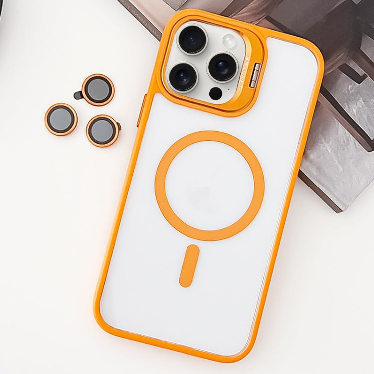 For iPhone 15 Pro MagSafe Acrylic Hybrid TPU Holder Phone Case with Lens film(Orange) - HoMEdemic™ 