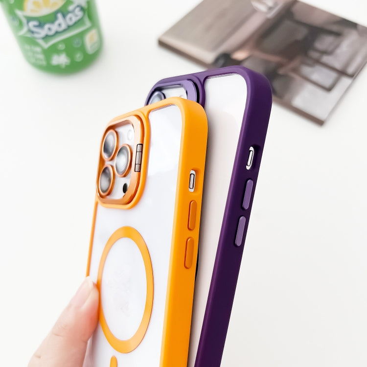 For iPhone 15 Pro MagSafe Acrylic Hybrid TPU Holder Phone Case with Lens film(Purple) - HoMEdemic™ 