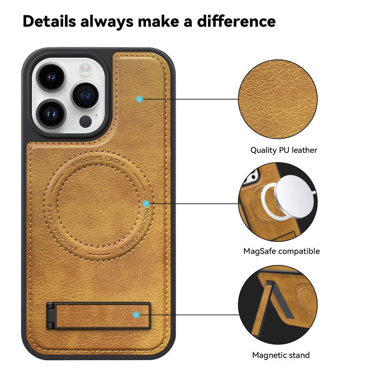 For iPhone 15 Pro Max Multi-function Holder MagSafe PU Phone Case(Mulberry) - HoMEdemic™ 
