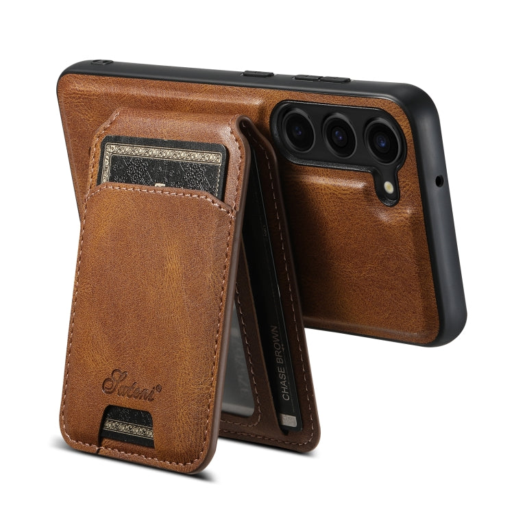 For Samsung Galaxy S23+ 5G Suteni H15  Oil Eax Leather Detachable Wallet Back Phone Case(Khaki) - HoMEdemic™ 