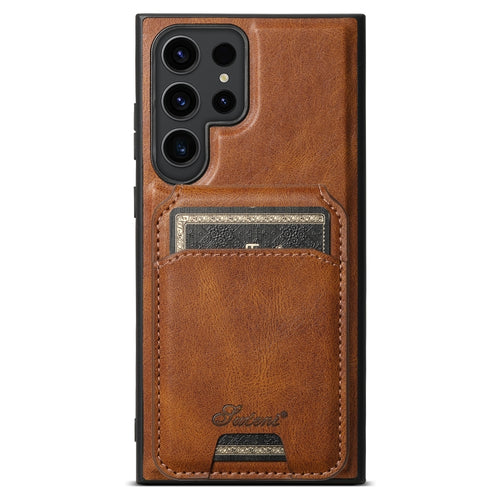 For Samsung Galaxy S24 Ultra 5G Suteni H15  Oil Eax Leather Detachable Wallet Back Phone Case(Brown) - HoMEdemic™ 