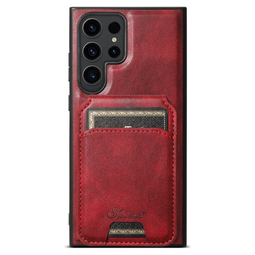 For Samsung Galaxy S24 Ultra 5G Suteni H15  Oil Eax Leather Detachable Wallet Back Phone Case(Red) - HoMEdemic™ 