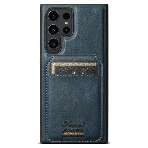 For Samsung Galaxy S24 Ultra 5G Suteni H15  Oil Eax Leather Detachable Wallet Back Phone Case(Blue) - HoMEdemic™ 