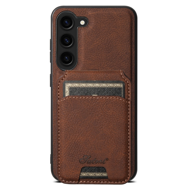 For Samsung Galaxy S23+ 5G Suteni H16 Litchi Texture Leather Detachable Wallet Back Phone Case(Brown) - HoMEdemic™ 