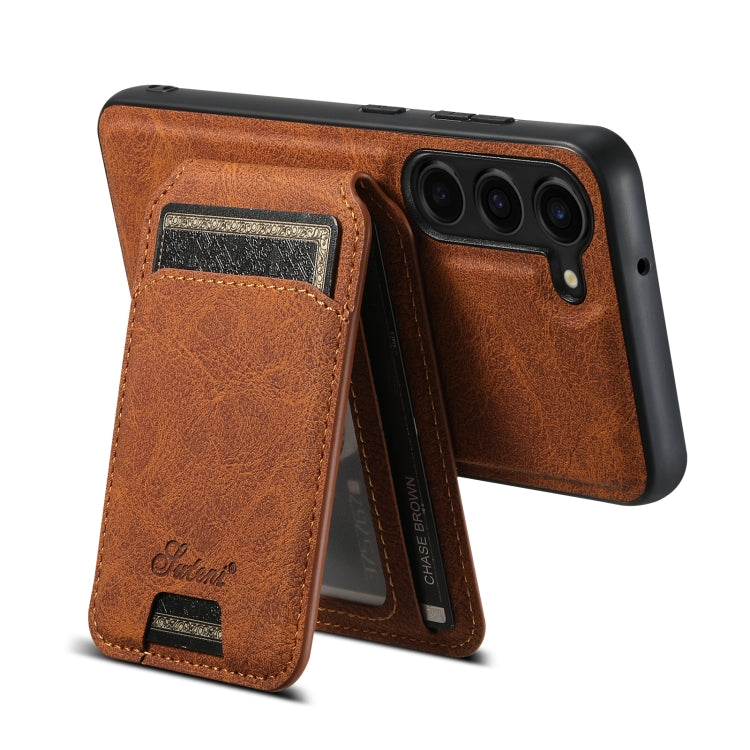 For Samsung Galaxy S23+ 5G Suteni H16 Litchi Texture Leather Detachable Wallet Back Phone Case(Khaki) - HoMEdemic™ 