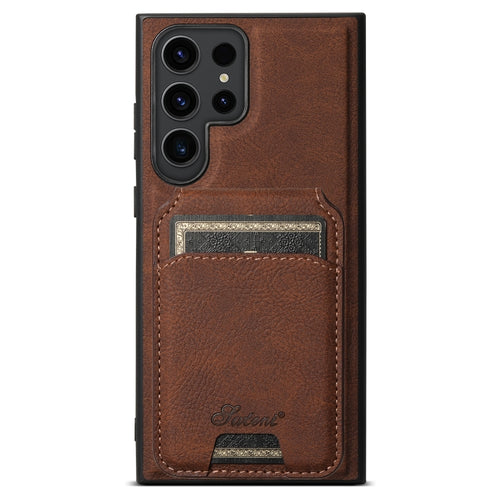 For Samsung Galaxy S24 Ultra 5G Suteni H16 Litchi Texture Leather Detachable Wallet Back Phone Case(Brown) - HoMEdemic™ 