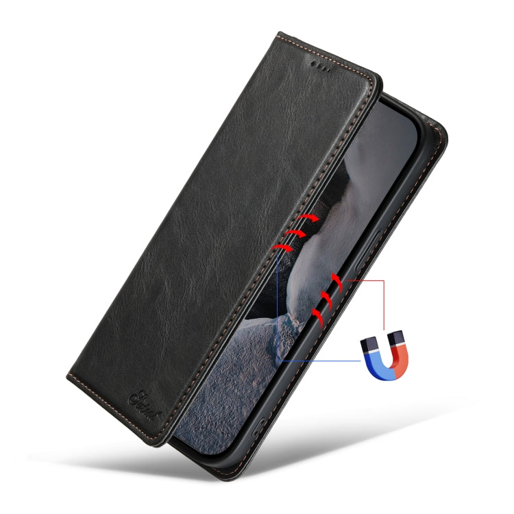 For iPhone 15 Suteni J02 Oil Wax Wallet Leather Phone Case(Black) - HoMEdemic™ 