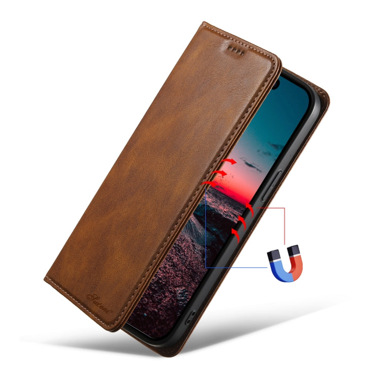 For iPhone 15 Suteni J02 Oil Wax Wallet Leather Phone Case(Brown) - HoMEdemic™ 