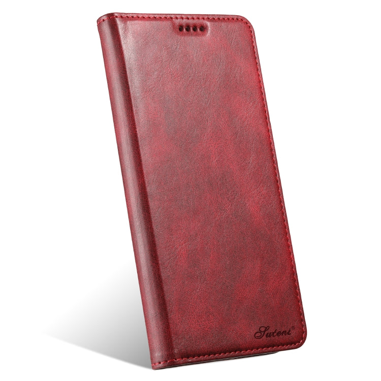 For iPhone 15 Suteni J02 Oil Wax Wallet Leather Phone Case(Red) - HoMEdemic™ 