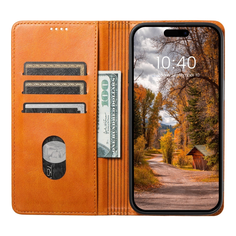 For iPhone 15 Suteni J02 Oil Wax Wallet Leather Phone Case(Khaki) - HoMEdemic™ 
