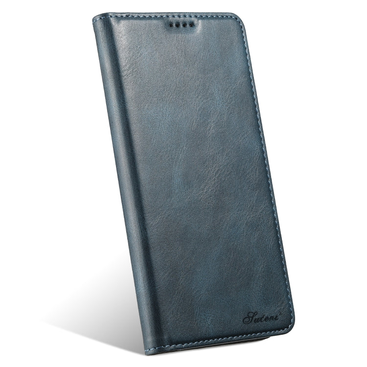 For iPhone 15 Suteni J02 Oil Wax Wallet Leather Phone Case(Blue) - HoMEdemic™ 