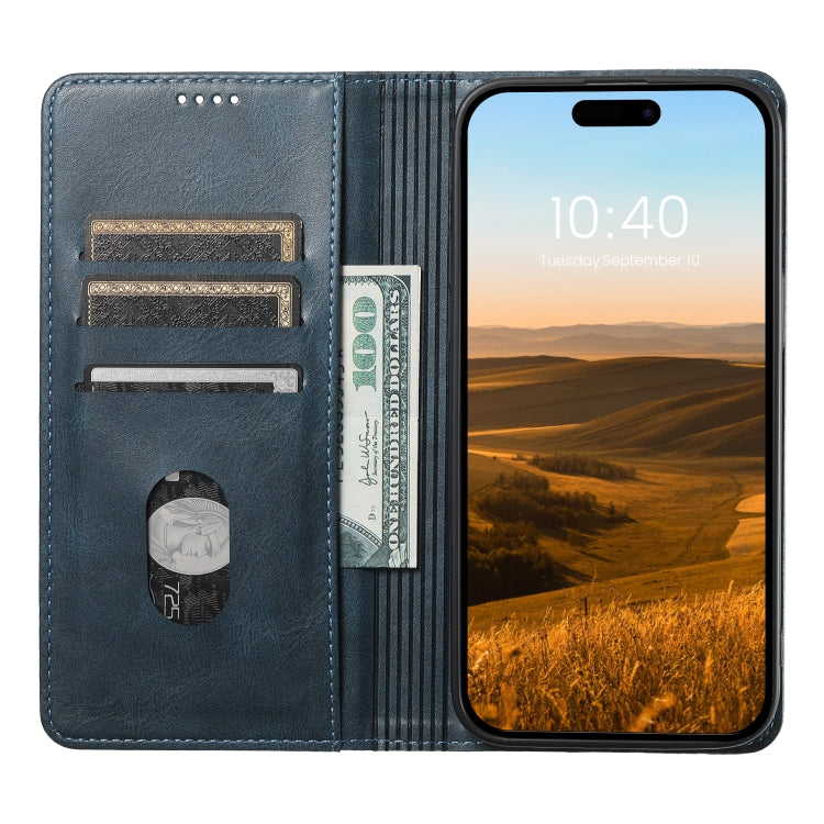 For iPhone 15 Suteni J02 Oil Wax Wallet Leather Phone Case(Blue) - HoMEdemic™ 
