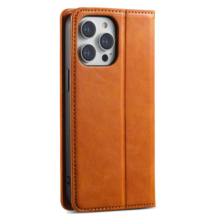 For iPhone 14 Pro Suteni J02 Oil Wax Wallet Leather Phone Case(Khaki) - HoMEdemic™ 