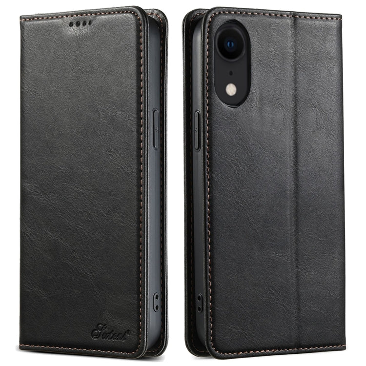 For iPhone XR Suteni J02 Oil Wax Wallet Leather Phone Case(Black) - HoMEdemic™ 