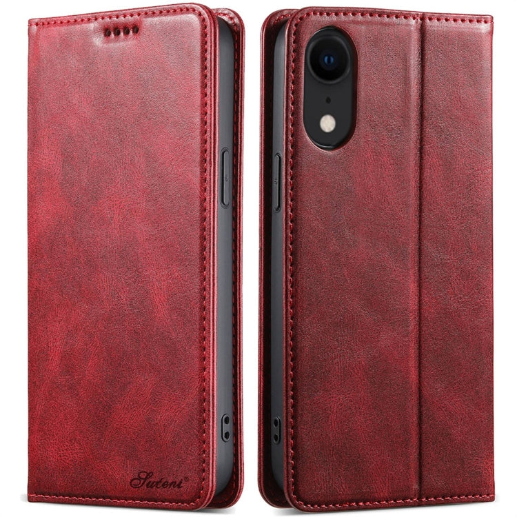 For iPhone XR Suteni J02 Oil Wax Wallet Leather Phone Case(Red) - HoMEdemic™ 