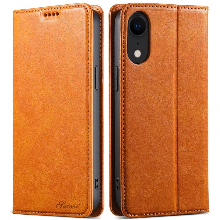 For iPhone XR Suteni J02 Oil Wax Wallet Leather Phone Case(Khaki) - HoMEdemic™ 