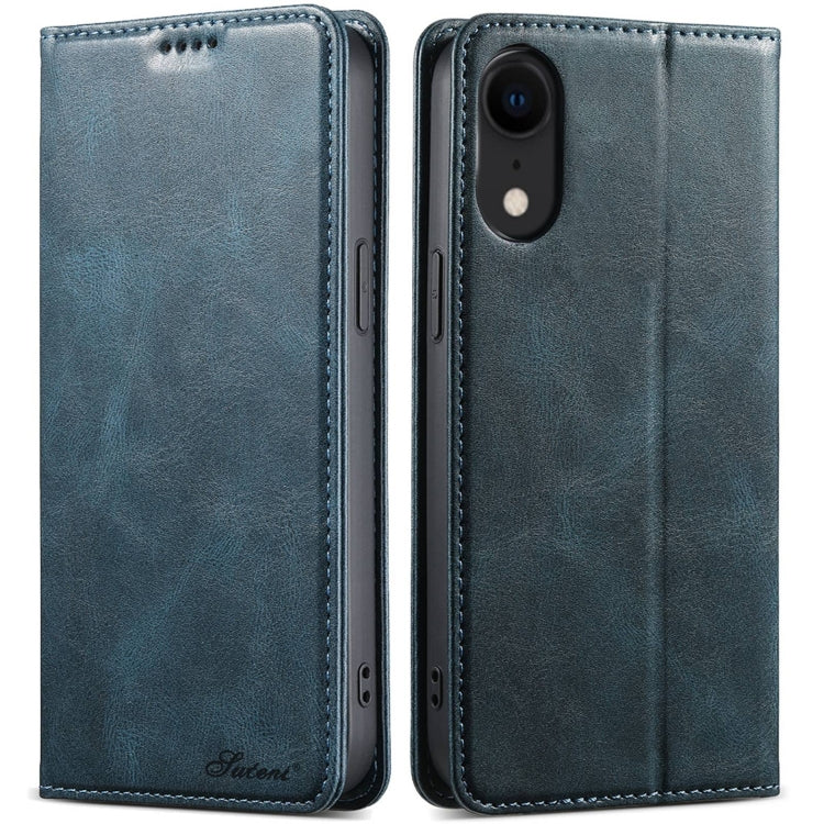 For iPhone XR Suteni J02 Oil Wax Wallet Leather Phone Case(Blue) - HoMEdemic™ 