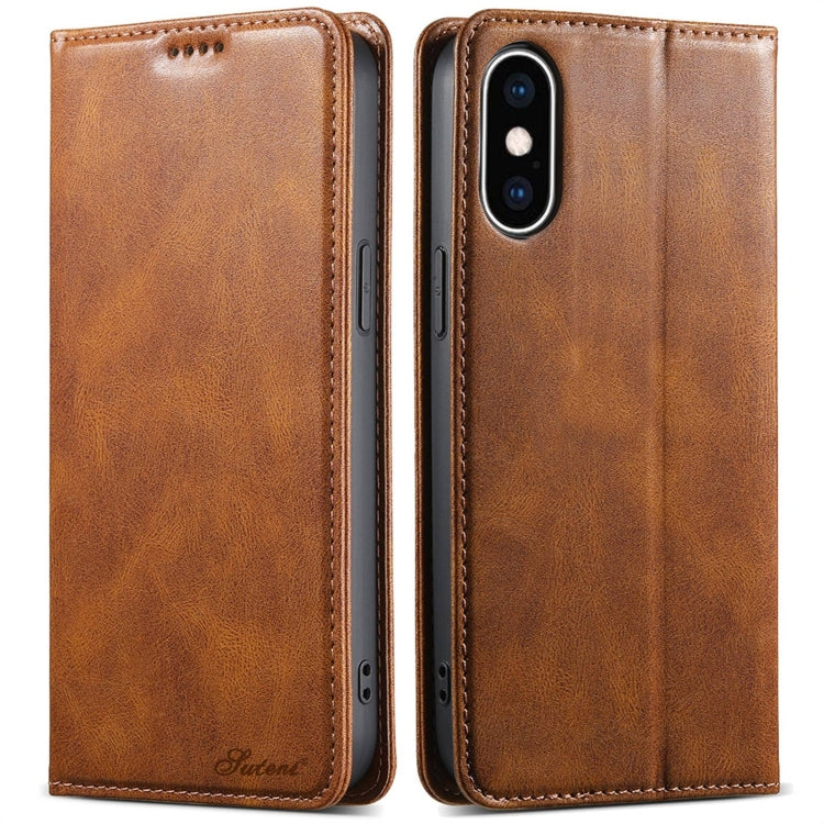 For iPhone XS Max Suteni J02 Oil Wax Wallet Leather Phone Case(Brown) - HoMEdemic™ 