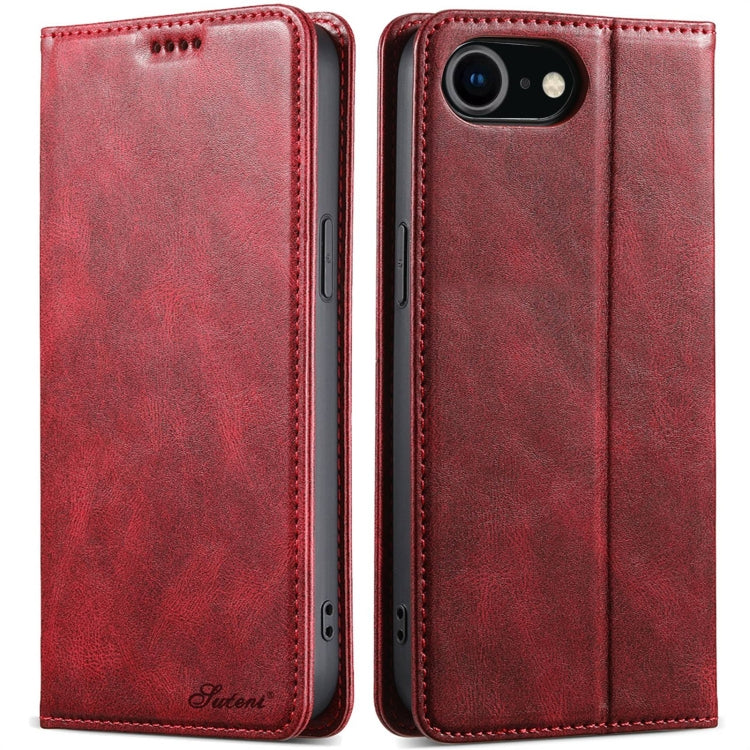 For iPhone 7 / 8 / SE 2022 Suteni J02 Oil Wax Wallet Leather Phone Case(Red) - HoMEdemic™ 
